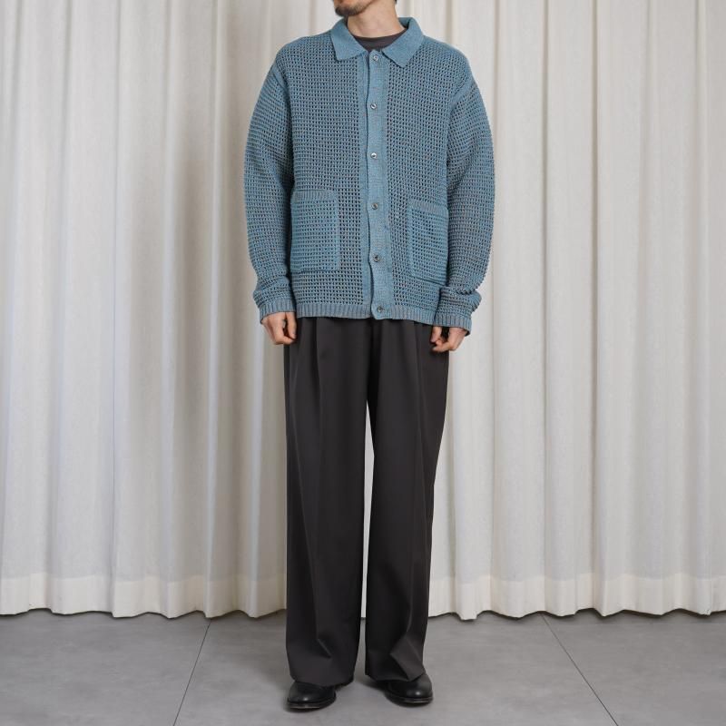 25S/SۡYOKE 衼 MESH KNITTED SHIRT CARDIGAN /  BLUE


