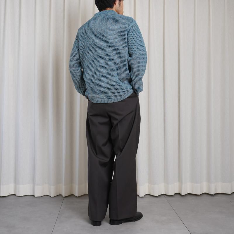 25S/SۡYOKE 衼 MESH KNITTED SHIRT CARDIGAN /  BLUE


