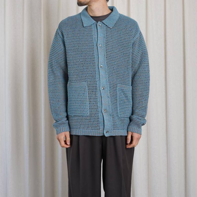 25S/SۡYOKE 衼 MESH KNITTED SHIRT CARDIGAN /  BLUE


