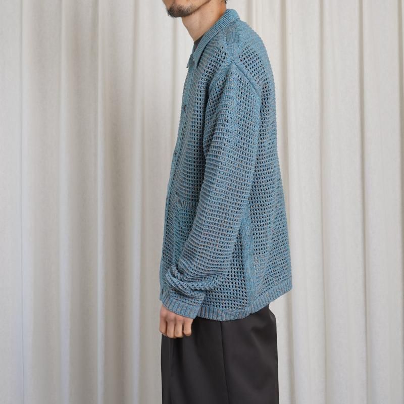 25S/SۡYOKE 衼 MESH KNITTED SHIRT CARDIGAN /  BLUE


