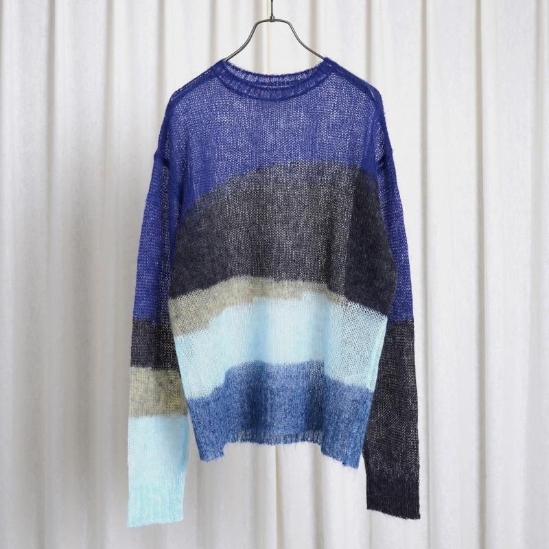 【25S/S】【YOKE ヨーク】MOHAIR INTARSIA SHEER SWEATER / NAVY
