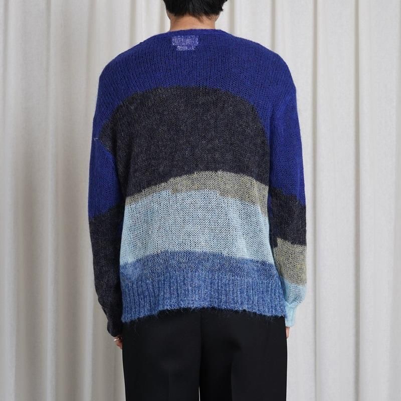 25S/SۡYOKE 衼MOHAIR INTARSIA SHEER SWEATER / NAVY