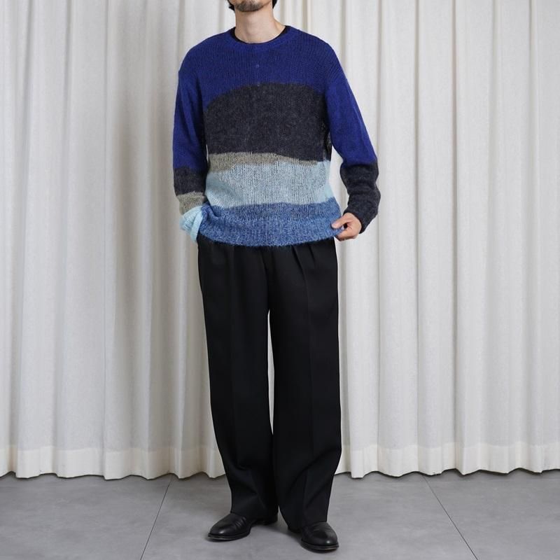 25S/SۡYOKE 衼MOHAIR INTARSIA SHEER SWEATER / NAVY