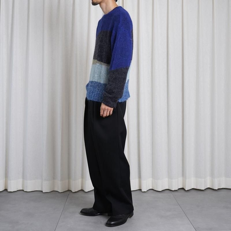 25S/SۡYOKE 衼MOHAIR INTARSIA SHEER SWEATER / NAVY