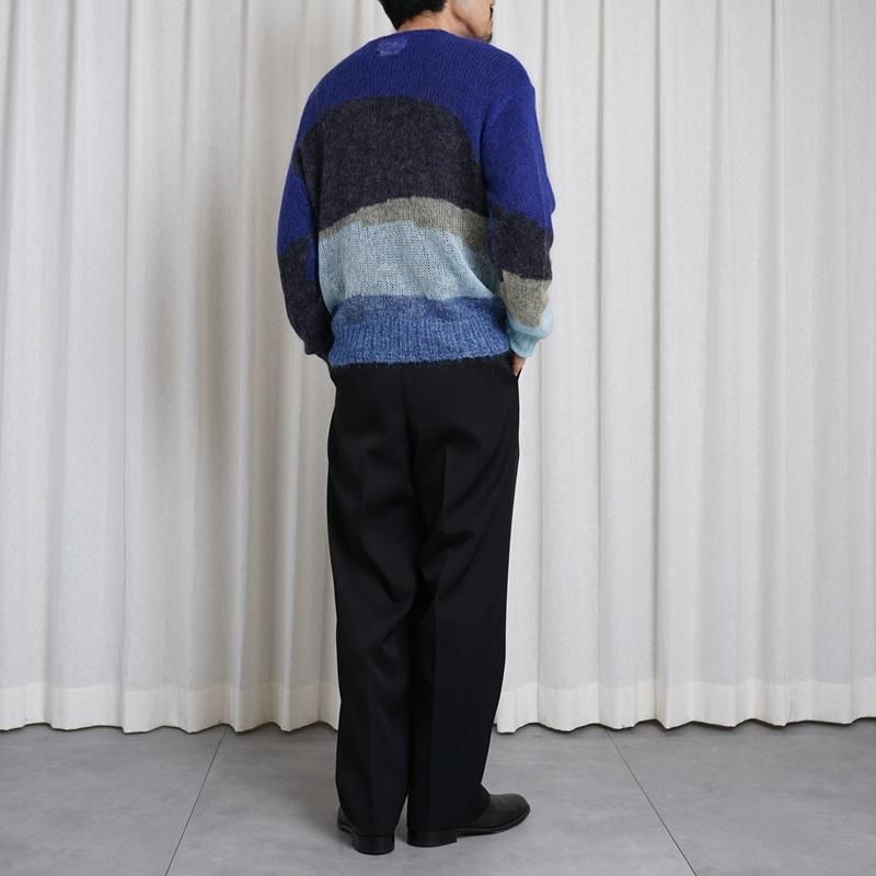 25S/SۡYOKE 衼MOHAIR INTARSIA SHEER SWEATER / NAVY
