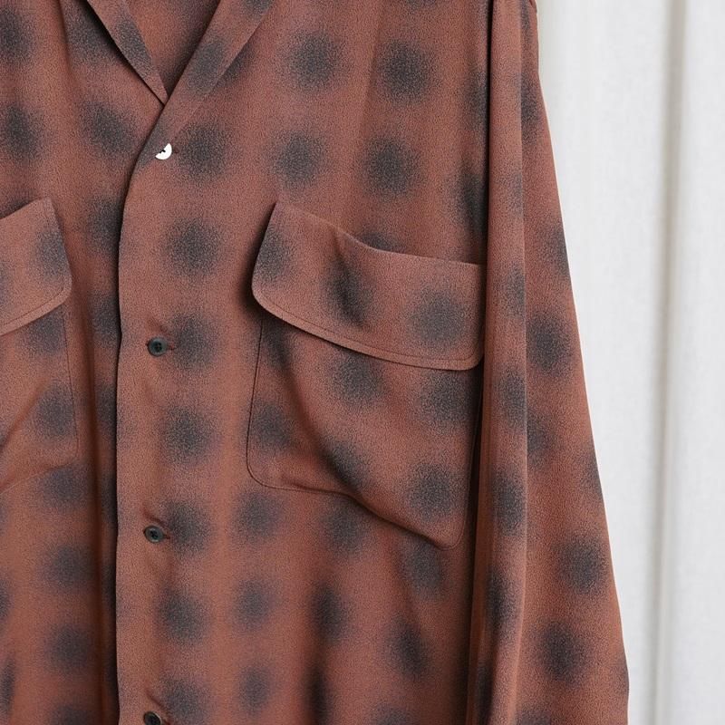 25S/SۡYOKE 衼 BLURRED OMBRE PLAID OPEN COLLAR SHIRT / TERRACOTTA