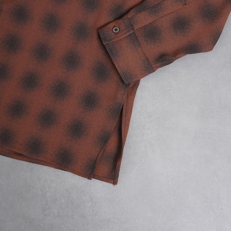 25S/SۡYOKE 衼 BLURRED OMBRE PLAID OPEN COLLAR SHIRT / TERRACOTTA