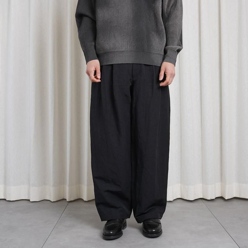 25S/Sۡssstein 奿 LI/NY POPLIN WIDE EASY TROUSERS / BLACK