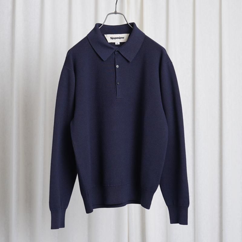 【25S/S】【Slopeslow スロープスロウ】 long sleeve polo sweater / egg plant