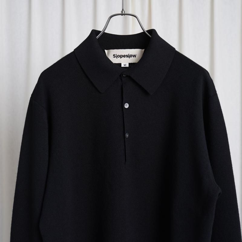 25S/SۡSlopeslow ץ  long sleeve polo sweater / BLACK