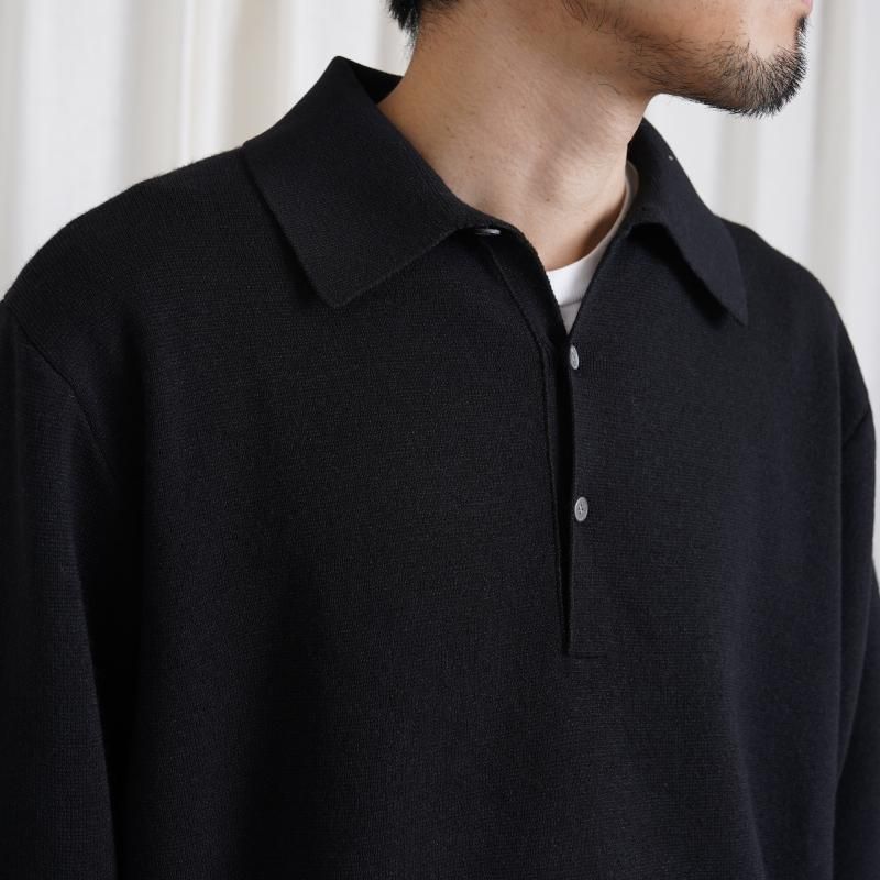 25S/SۡSlopeslow ץ  long sleeve polo sweater / BLACK
