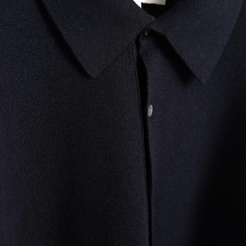 25S/SۡSlopeslow ץ  long sleeve polo sweater / BLACK