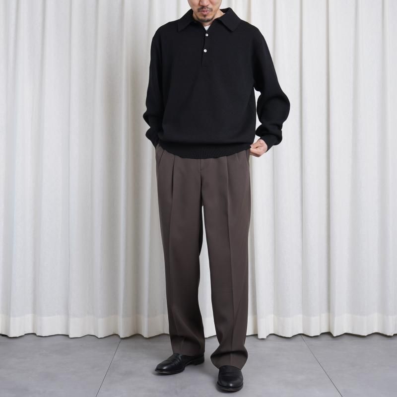 25S/SۡSlopeslow ץ  long sleeve polo sweater / BLACK