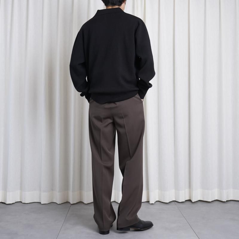 25S/SۡSlopeslow ץ  long sleeve polo sweater / BLACK