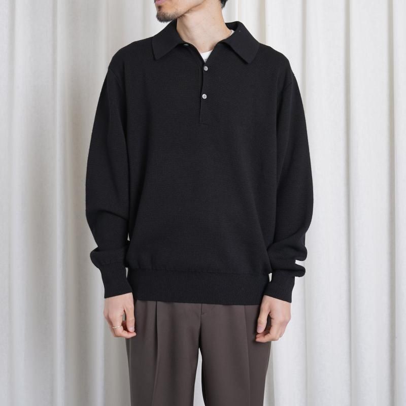 25S/SۡSlopeslow ץ  long sleeve polo sweater / BLACK
