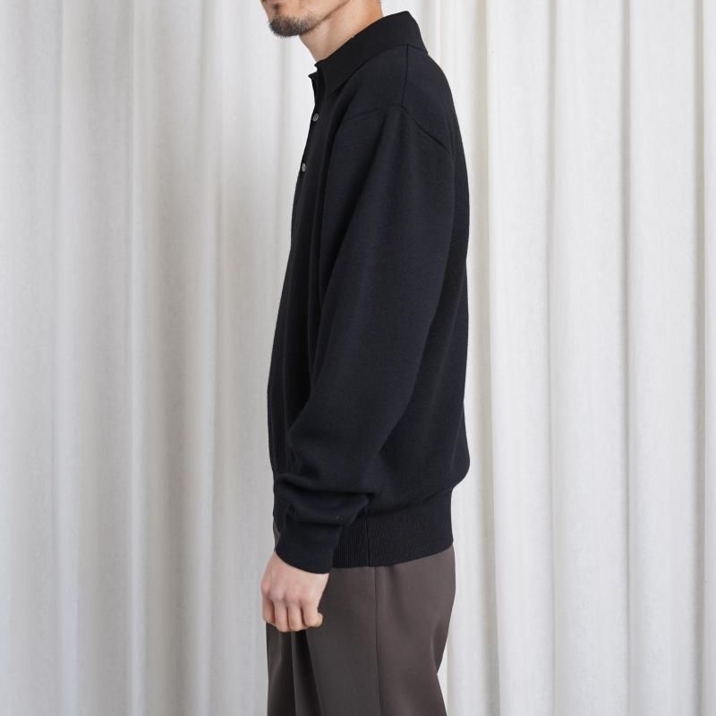 25S/SۡSlopeslow ץ  long sleeve polo sweater / BLACK