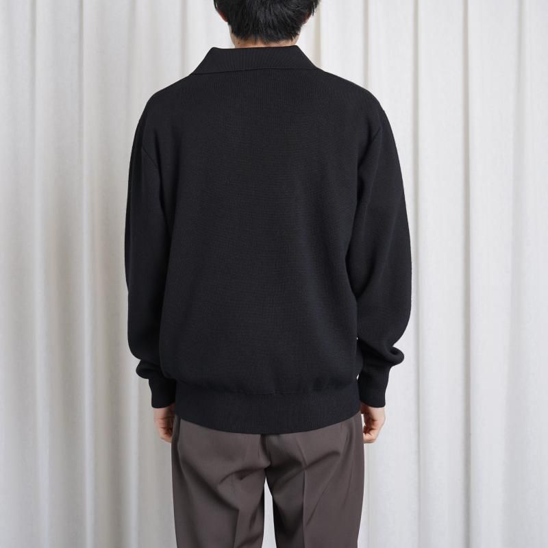 25S/SۡSlopeslow ץ  long sleeve polo sweater / BLACK
