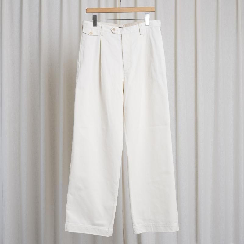 25S/SۡAURALEE ꡼ WASHED FINX CHINO ONE-TUCK PANTS / IVORY WHITE
