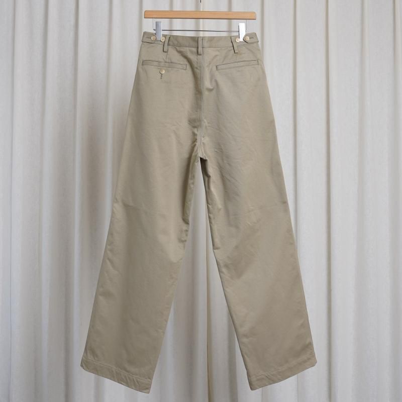 25S/SۡAURALEE ꡼ WASHED FINX CHINO ONE-TUCK PANTS / LIGHT KHAKI