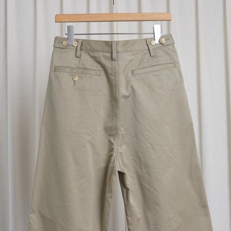 25S/SۡAURALEE ꡼ WASHED FINX CHINO ONE-TUCK PANTS / LIGHT KHAKI