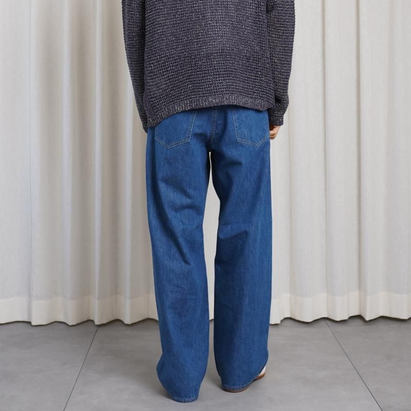 25S/SۡAURALEE ꡼ SELVEDGE LIGHT OZ DENIM BELTED PANTS / MIDIUM WASHED INDIGO