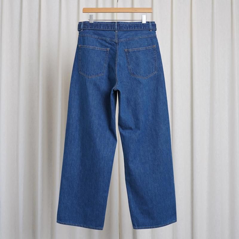 25S/SۡAURALEE ꡼ SELVEDGE LIGHT OZ DENIM BELTED PANTS / MIDIUM WASHED INDIGO