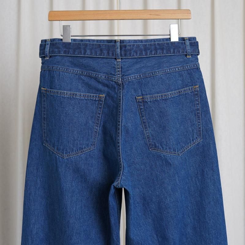 25S/SۡAURALEE ꡼ SELVEDGE LIGHT OZ DENIM BELTED PANTS / MIDIUM WASHED INDIGO