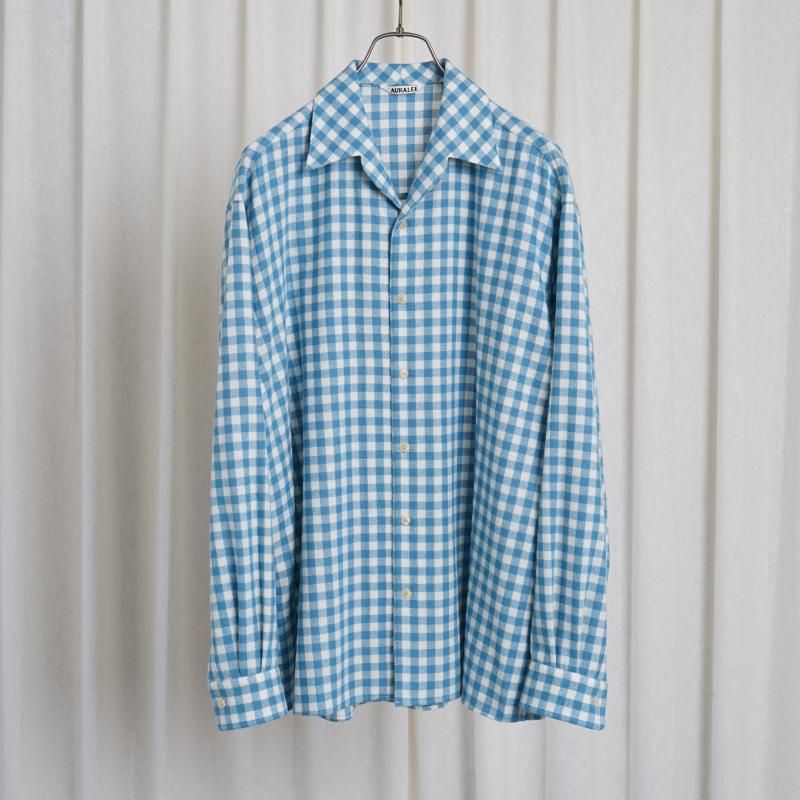 【25S/S】【AURALEE オーラリー】 AIRY SMOOTH CASHMERE SHIRT BLOUSON / LIGHT BLUE GINGHAM CHECK