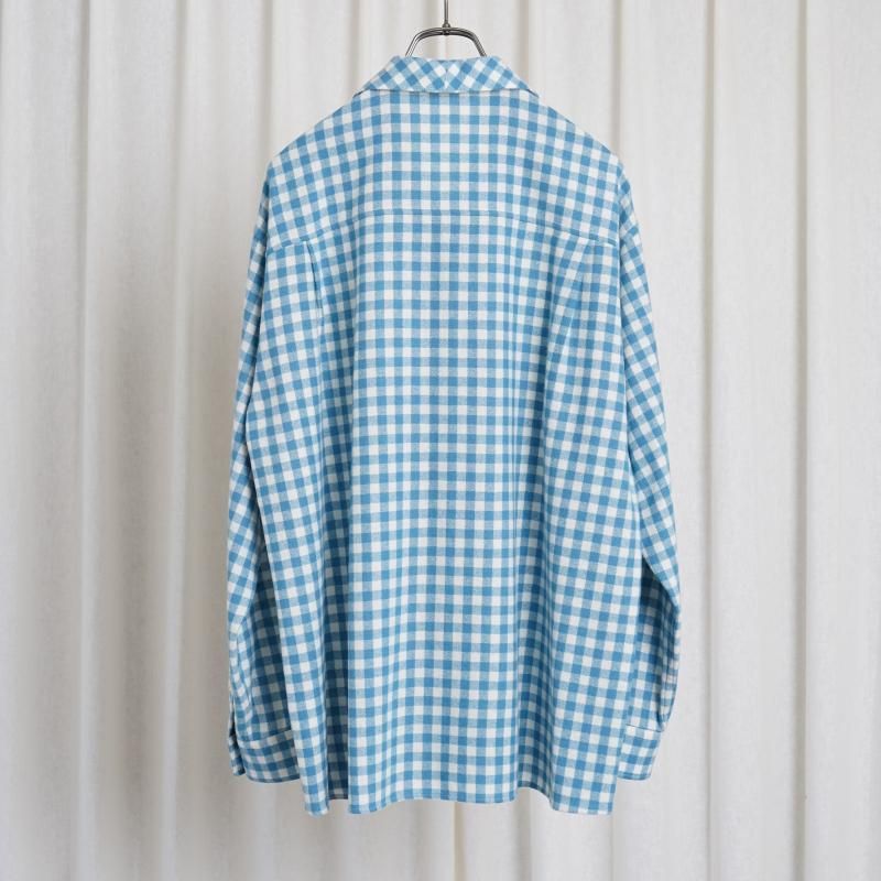 25S/SۡAURALEE ꡼ AIRY SMOOTH CASHMERE SHIRT BLOUSON / LIGHT BLUE GINGHAM CHECK
