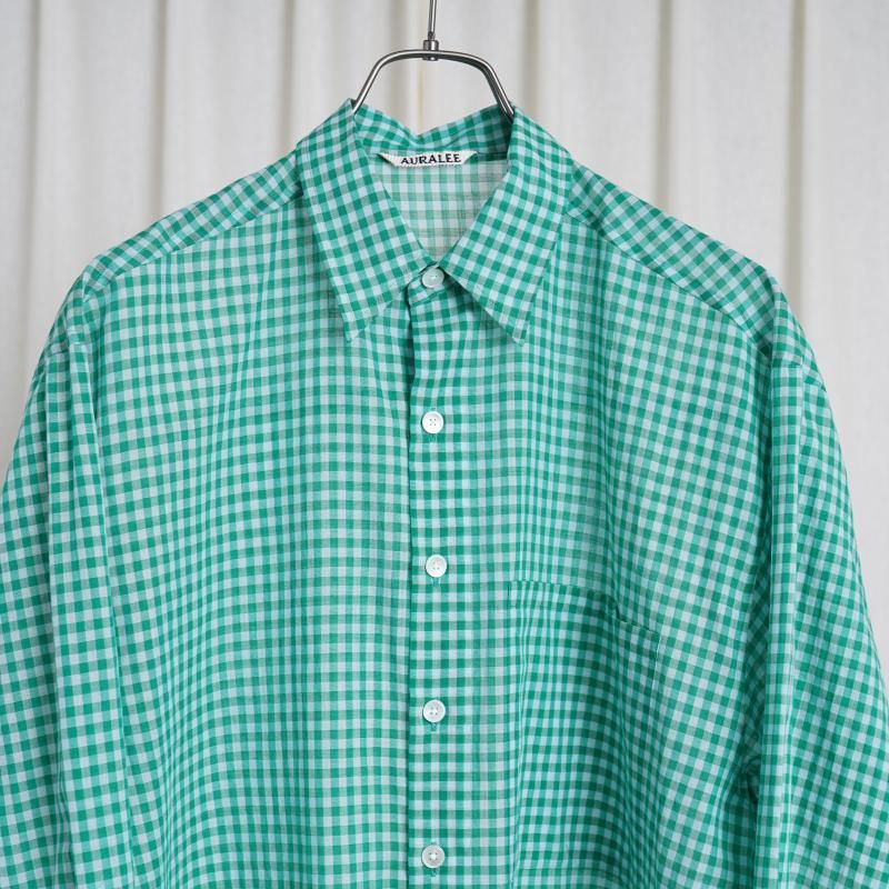 25S/SۡAURALEE ꡼ AIRY LIGHT COTTON CHECK BIG SHIRT / GREEN GINGHAM CHECK

