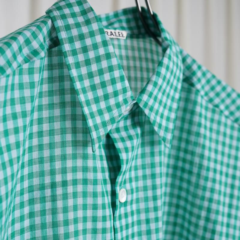 25S/SۡAURALEE ꡼ AIRY LIGHT COTTON CHECK BIG SHIRT / GREEN GINGHAM CHECK
