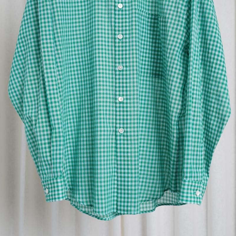 25S/SۡAURALEE ꡼ AIRY LIGHT COTTON CHECK BIG SHIRT / GREEN GINGHAM CHECK
