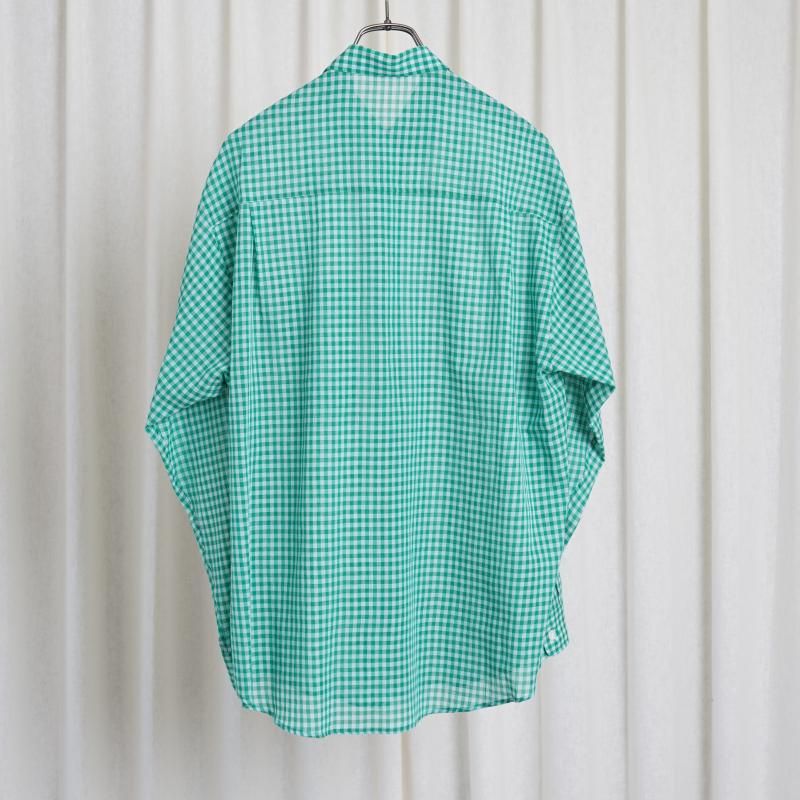 25S/SۡAURALEE ꡼ AIRY LIGHT COTTON CHECK BIG SHIRT / GREEN GINGHAM CHECK
