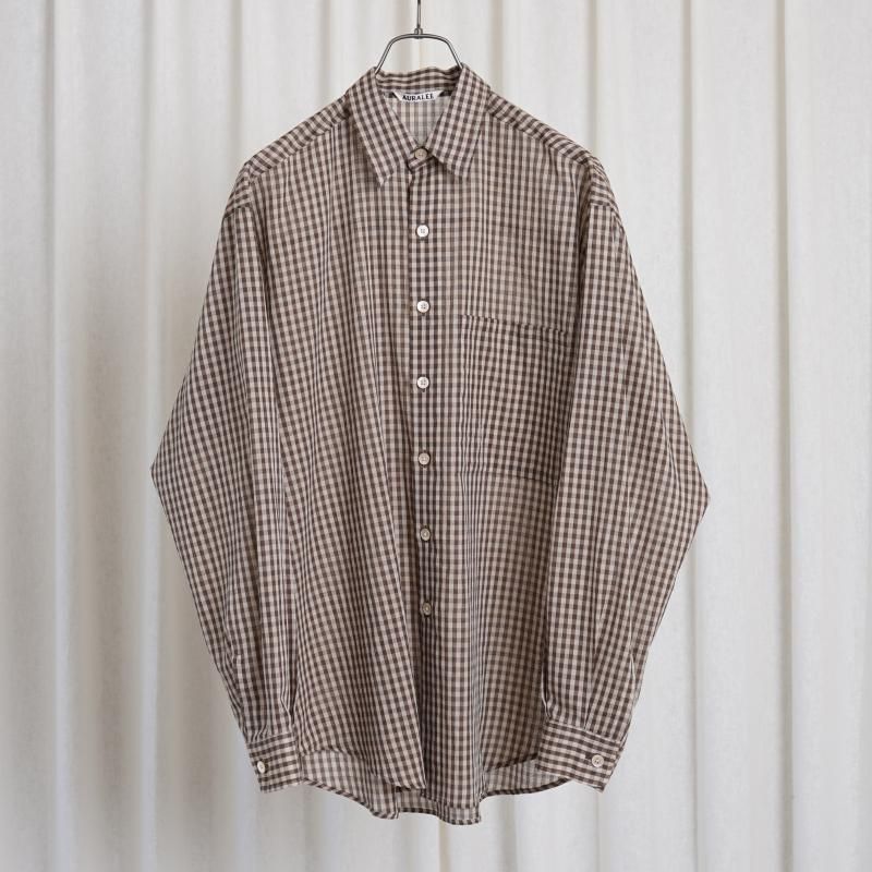 25S/SۡAURALEE ꡼ AIRY LIGHT COTTON CHECK BIG SHIRT / BROWN GINGHAM CHECK
