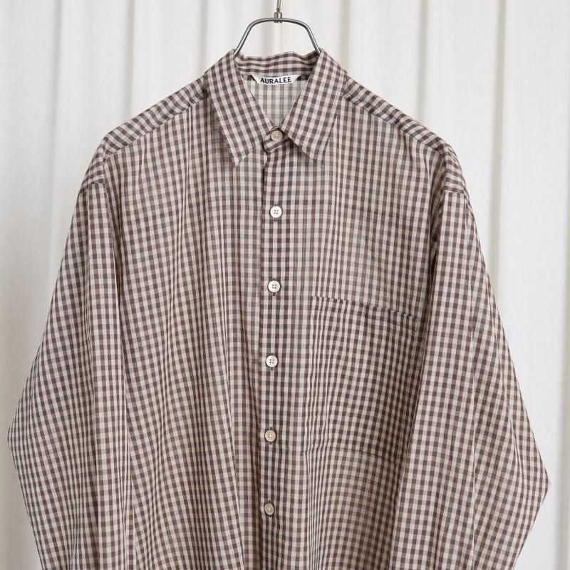 25S/SۡAURALEE ꡼ AIRY LIGHT COTTON CHECK BIG SHIRT / BROWN GINGHAM CHECK
