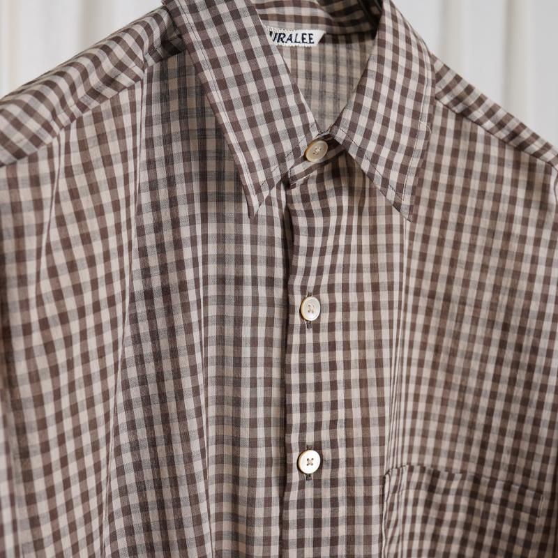 25S/SۡAURALEE ꡼ AIRY LIGHT COTTON CHECK BIG SHIRT / BROWN GINGHAM CHECK
