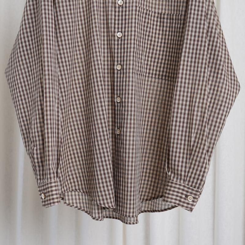 25S/SۡAURALEE ꡼ AIRY LIGHT COTTON CHECK BIG SHIRT / BROWN GINGHAM CHECK
