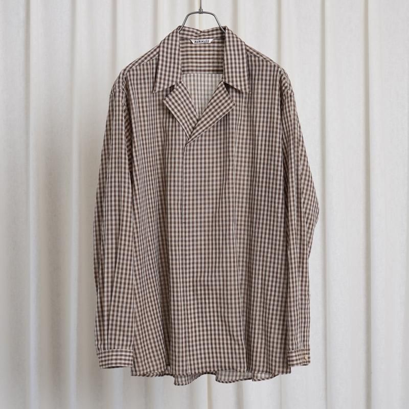 25S/SۡAURALEE ꡼ AIRY LIGHT COTTON CHECK P/O SHIRT / BROWN GINGHAM CHECK
