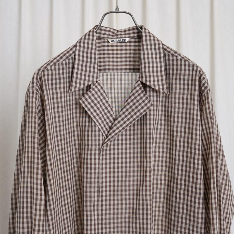 25S/SۡAURALEE ꡼ AIRY LIGHT COTTON CHECK P/O SHIRT / BROWN GINGHAM CHECK
