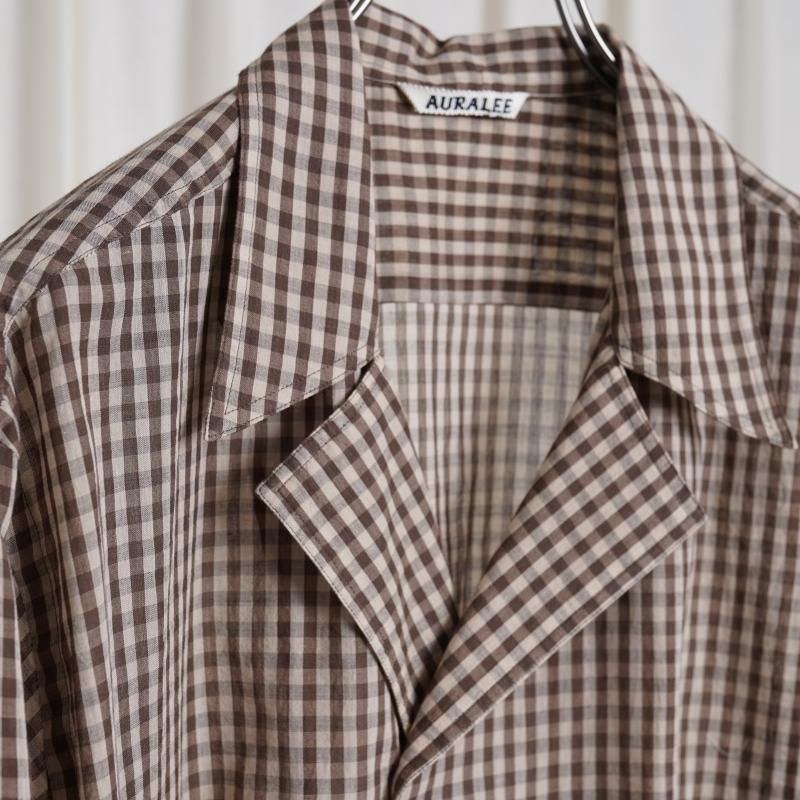 25S/SۡAURALEE ꡼ AIRY LIGHT COTTON CHECK P/O SHIRT / BROWN GINGHAM CHECK
