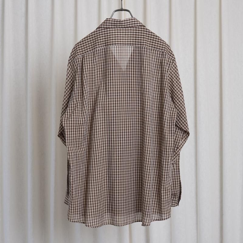 25S/SۡAURALEE ꡼ AIRY LIGHT COTTON CHECK P/O SHIRT / BROWN GINGHAM CHECK
