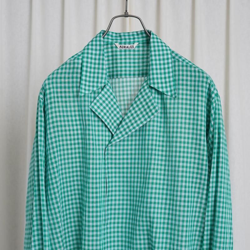 25S/SۡAURALEE ꡼ AIRY LIGHT COTTON CHECK P/O SHIRT / GREEN GINGHAM CHECK
