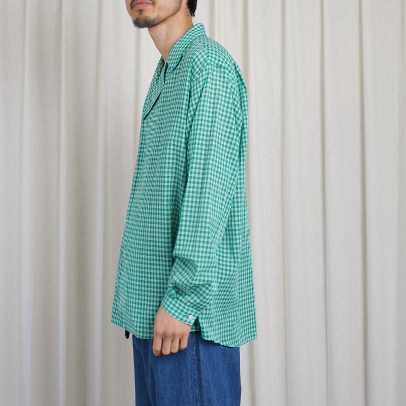 25S/SۡAURALEE ꡼ AIRY LIGHT COTTON CHECK P/O SHIRT / GREEN GINGHAM CHECK
