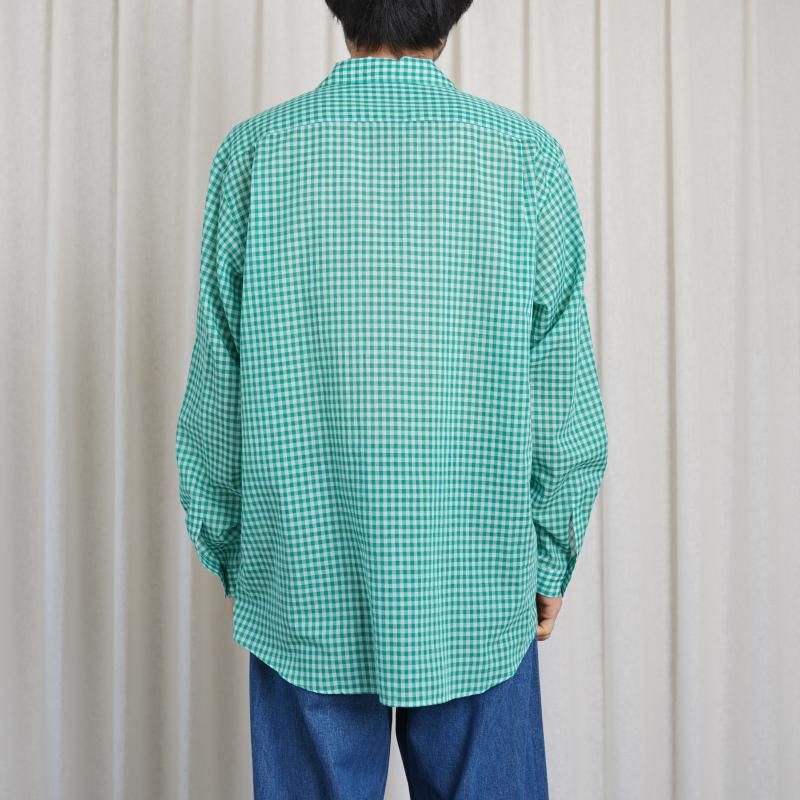 25S/SۡAURALEE ꡼ AIRY LIGHT COTTON CHECK P/O SHIRT / GREEN GINGHAM CHECK
