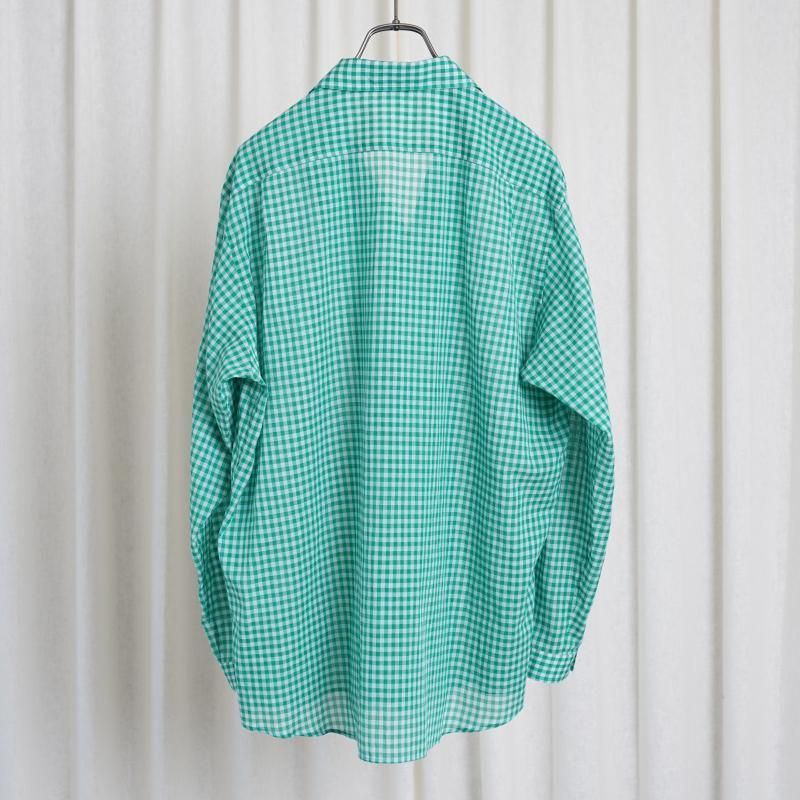 25S/SۡAURALEE ꡼ AIRY LIGHT COTTON CHECK P/O SHIRT / GREEN GINGHAM CHECK
