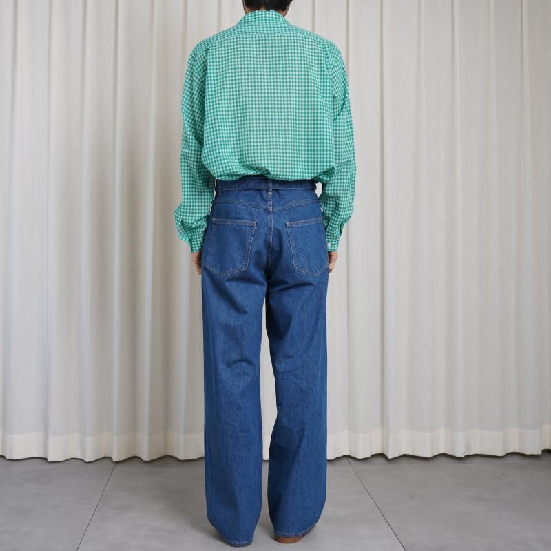 25S/SۡAURALEE ꡼ AIRY LIGHT COTTON CHECK P/O SHIRT / GREEN GINGHAM CHECK
