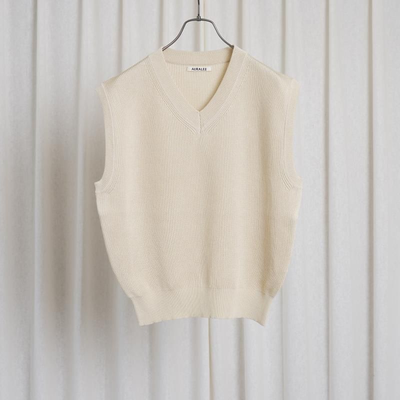25S/SۡAURALEE ꡼FLAT YARN RIB KNIT VEST / IVORY