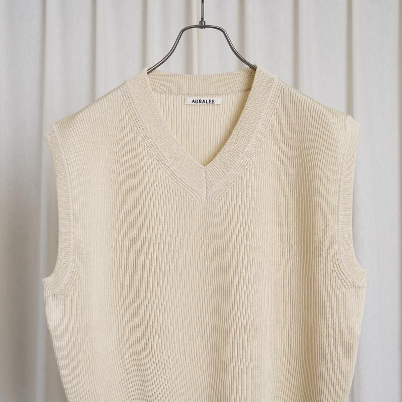 25S/SۡAURALEE ꡼FLAT YARN RIB KNIT VEST / IVORY