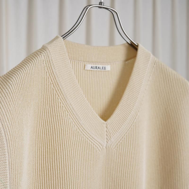 25S/SۡAURALEE ꡼FLAT YARN RIB KNIT VEST / IVORY