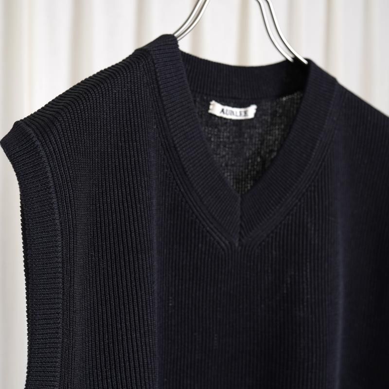 25S/SۡAURALEE ꡼FLAT YARN RIB KNIT VEST / BLACK